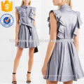 Ruffled Cotton-chambray Mini Dress Manufacture Wholesale Fashion Women Apparel (TA3068D)